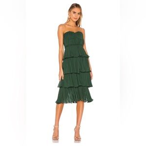 Lovers + Friends Strapless Green Tiered Dress